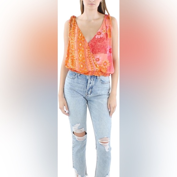 NWOT!! Free People - Tied To You Tank Top - Size Medium - Pink/Orange - Picture 1 of 9